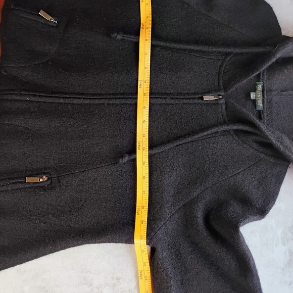 For Cynthia Wool Hoodie Jacket Womens Medium Black Lagenlook Oversized Zip Up - Picture 10 of 11